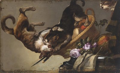 Still Life with Fighting Cats by Frans and workshop Snyders